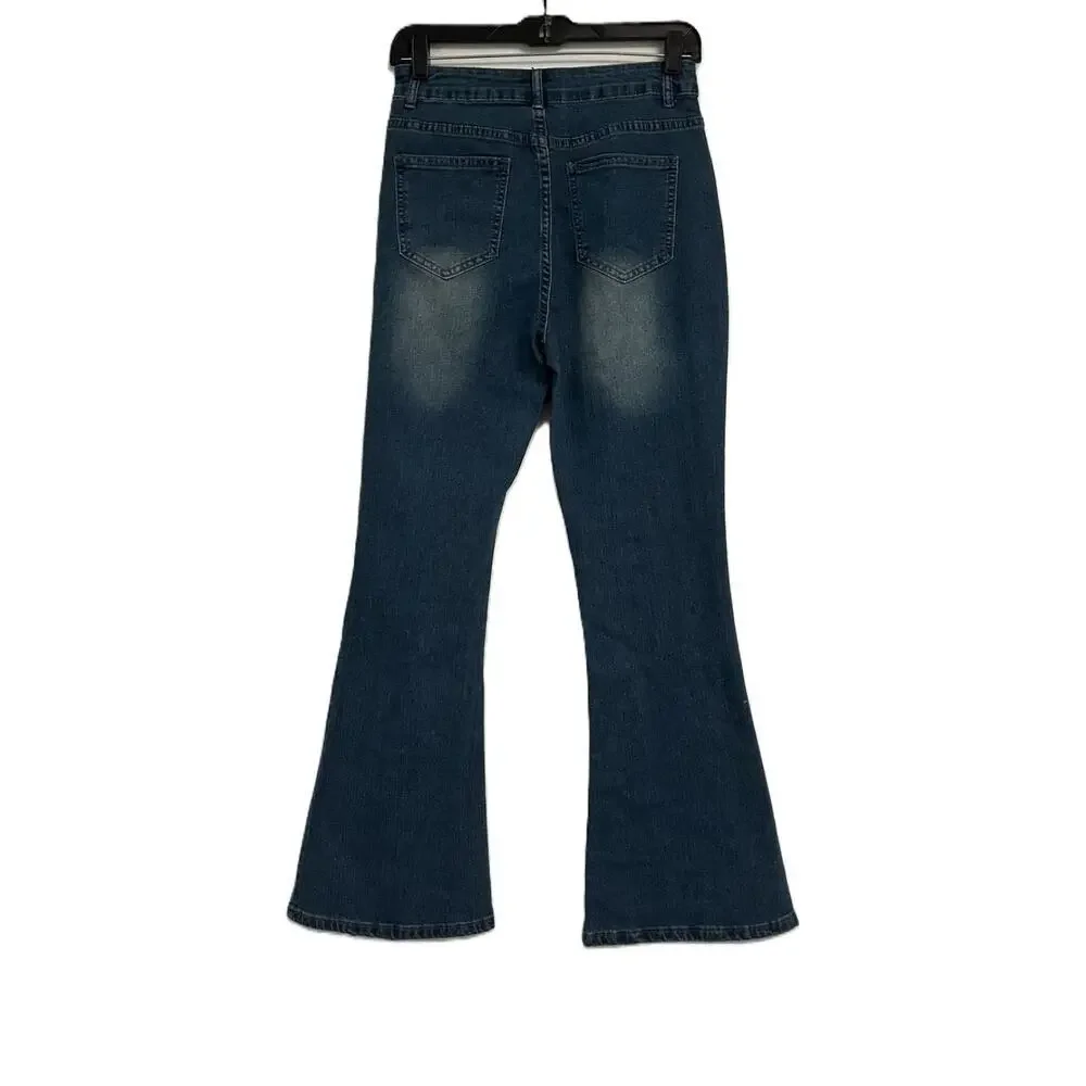 NWOT Nameless Sample Bell Bottom Flare High Rise Soft Denim Blue Jeans-Small - Picture 5 of 10